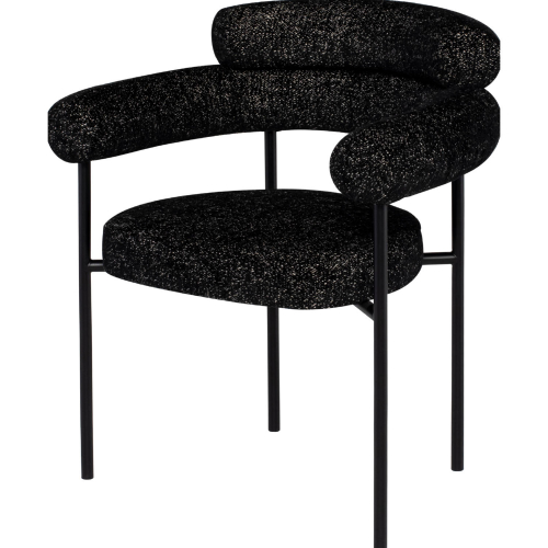 Portia Dining Chair in Salt & Pepper Fabric & Black Steel